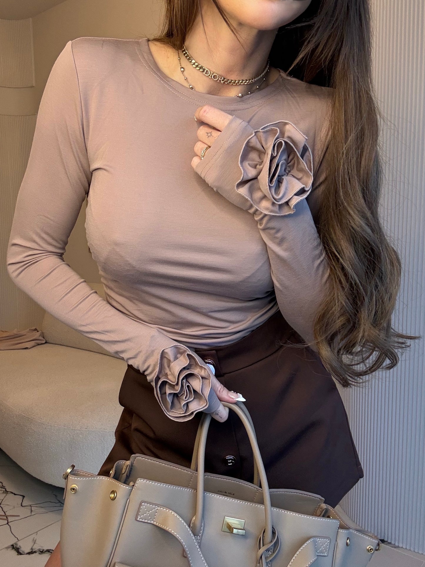 Bluzka Flora cappuccino